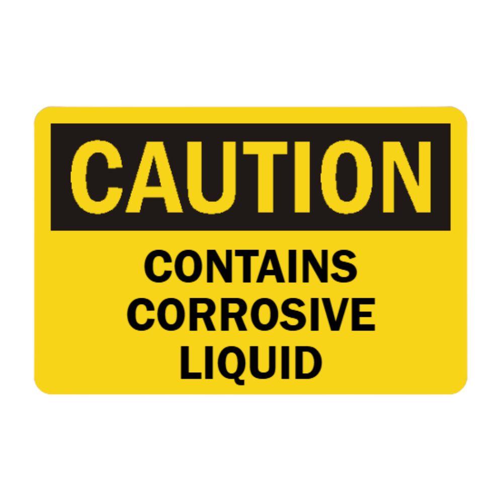 Caution Contains Corrosive Liquid, Color: AV, Size: 7x10