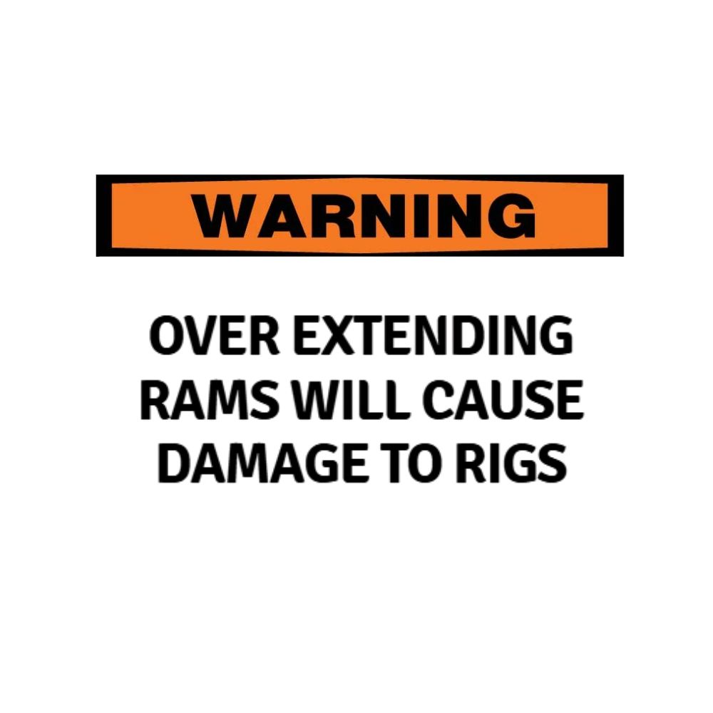 Warning over extending rams will cause damage to rigs, Color: AV, Size: 7x10