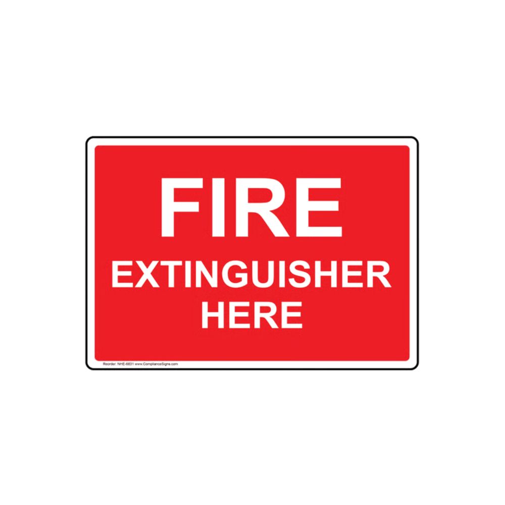 Fire Extinguisher Here - Sign, Color: AV, Size: 3"X5"
