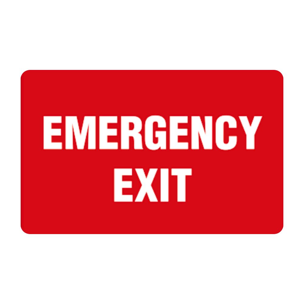 Emergency Exit, Color: White/Red AL, Size: 7x10