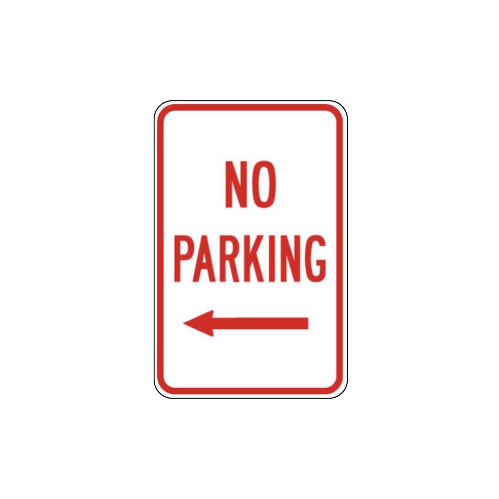 No Parking Left Arrow, Color: Aluminum, Size: 18"X12"