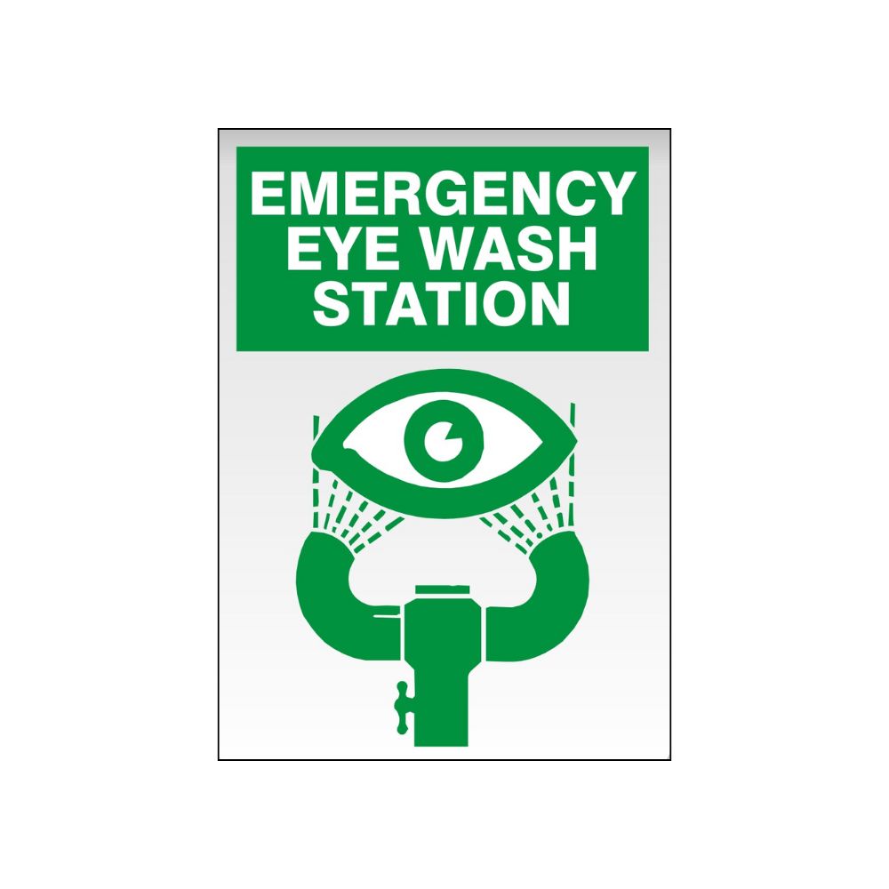 Emergency Eye wash Station-Sign, Color: Green/White, Size: 10"X7"