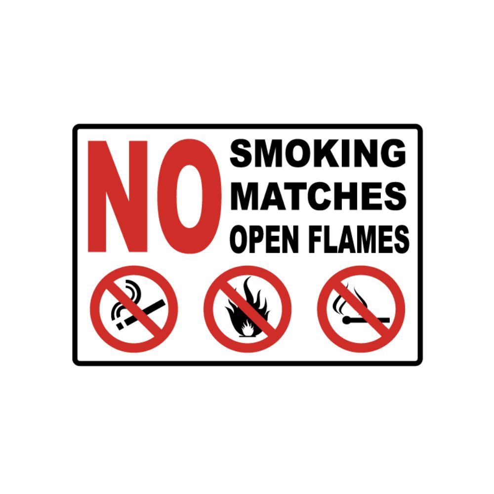 No Smoking, Matches, or Open Flames Sign, Color: AV, Size: 7x10