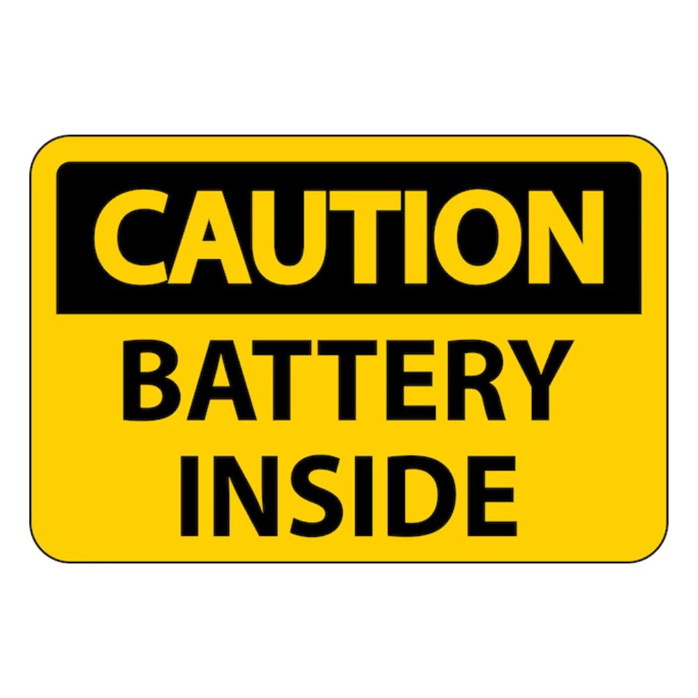 Caution Battery Inside, Color: AV, Size: 3"X5"
