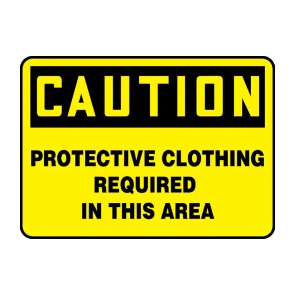 Caution Protective Clothing Required in the Area, Color: AV, Size: 7x10