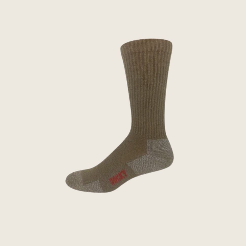 Rocky Boot Lightweight 65% Merino Wool Blend Crew Sock, Color: Coyote, Size: L