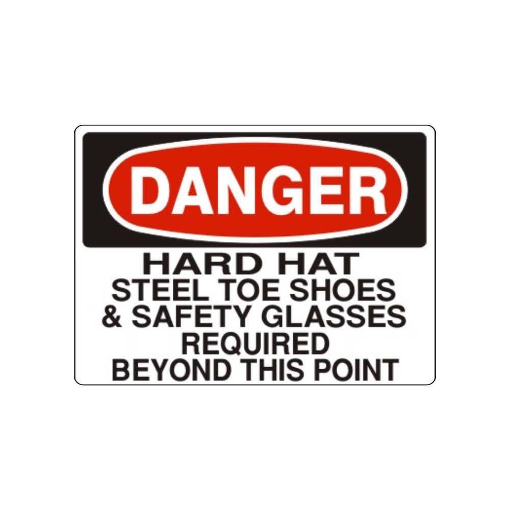 Danger Hard Hat, Steel toe shoe, Color: Aluminium, Size: 10x14