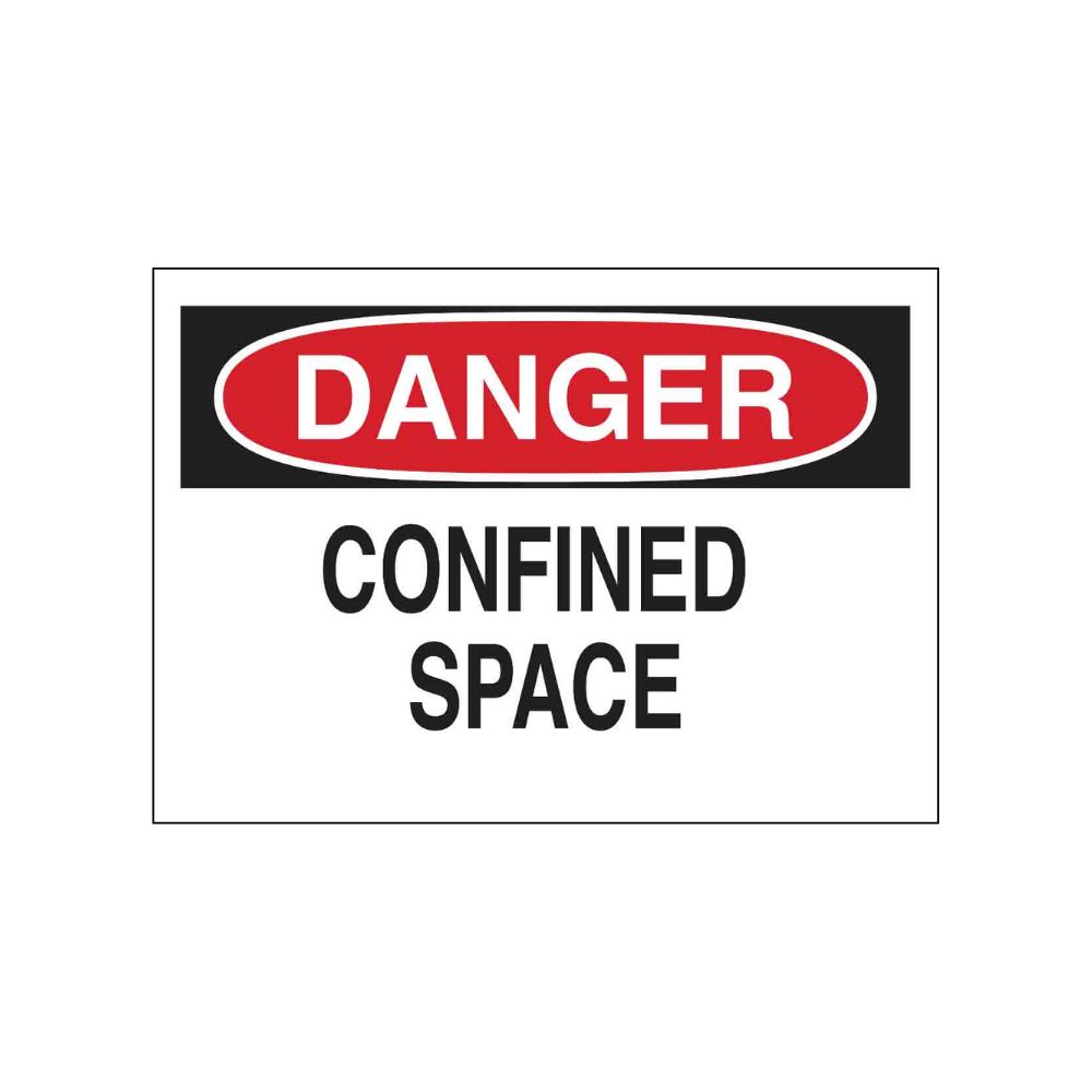 Danger Confined Space, Color: Plastic, Size: 10"X14"