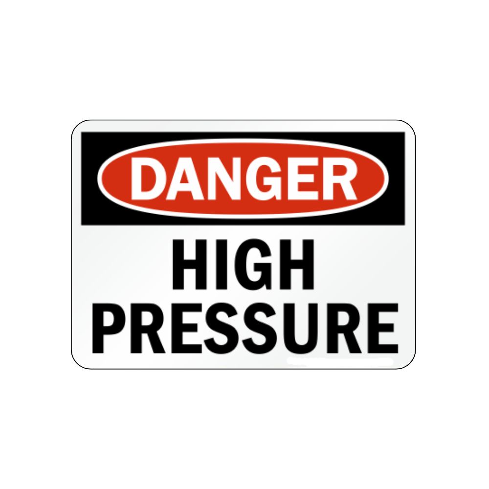 Danger High Pressure, Color: White/Red, Size: 8"X8" AL