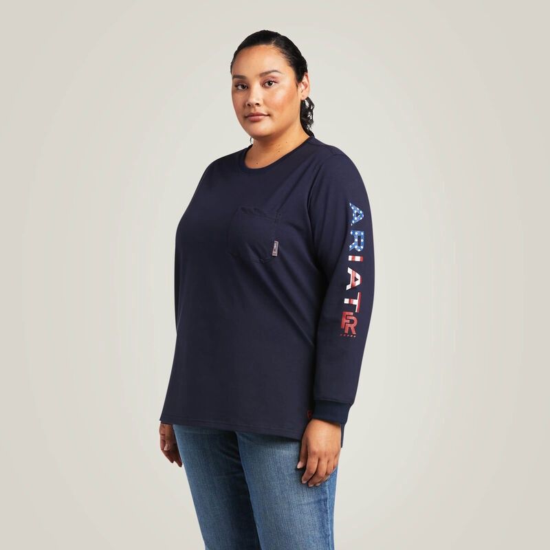 Ariat Women's FR Stretch Logo Shirt-DC, Size: 3X