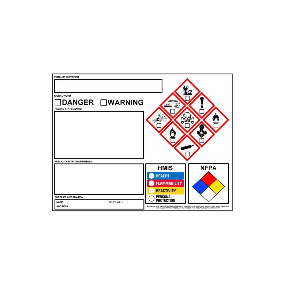 Hazcom Label, Color: AV, Size: 8.5"X11"