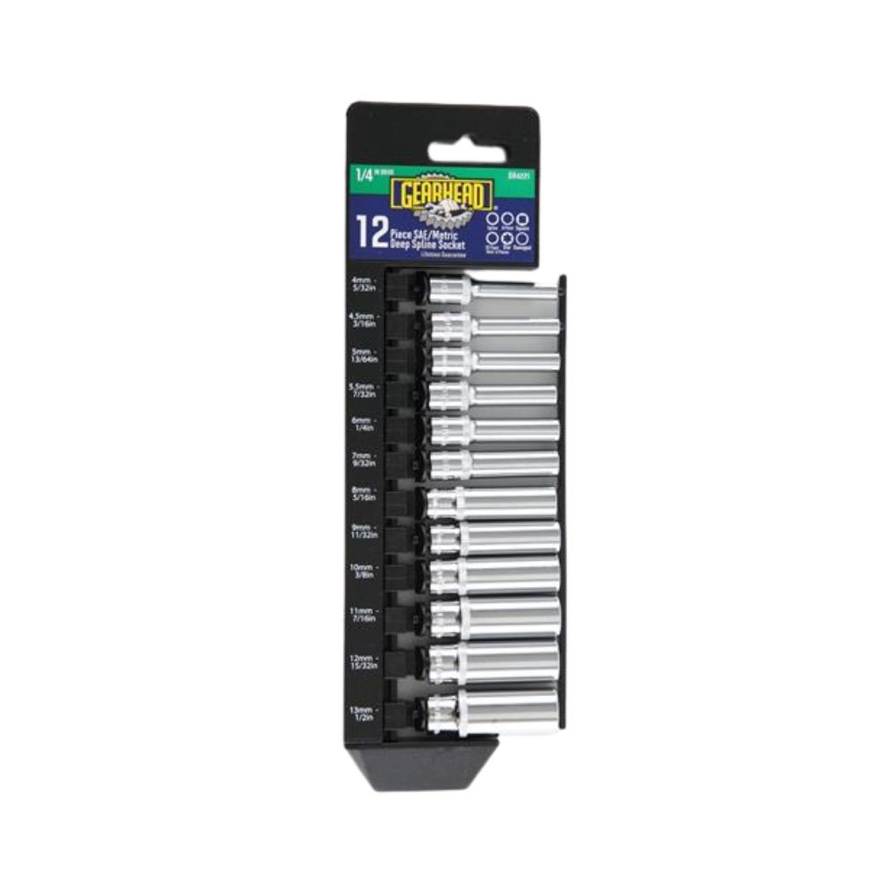 Gearhead Spline Socket Set, Model: Deep, Size: 1/4"