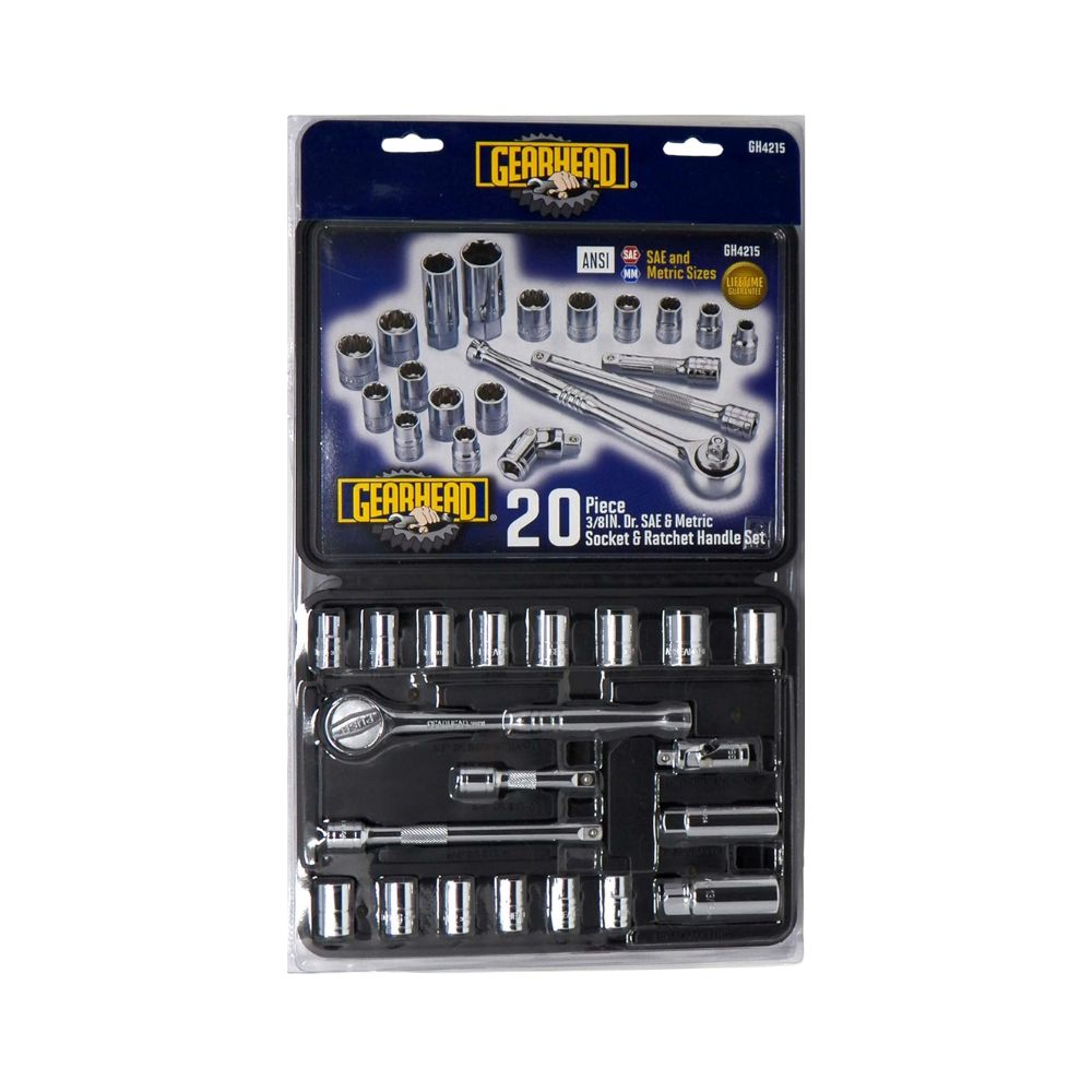 Gearhead 20 Piece 3/8" Drive SAE &amp; Metric Socket &amp; Ratchet Handle Set, Category: Ratchet and Sockets