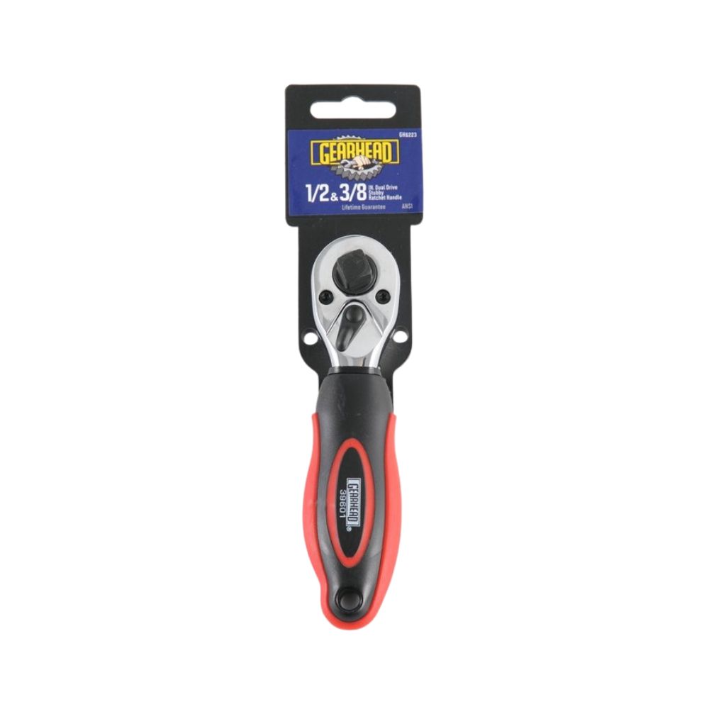Gearhead Dual Drive Stubby Ratchet Handle, Drive: 1/2" &amp; 3/8"