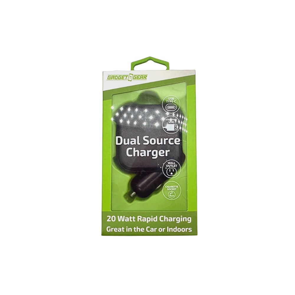 Gadget Gear USB Dual Source Charger, Color: Black