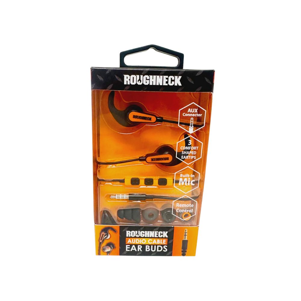Roughneck Audio Cable Ear Buds, Color: Orange