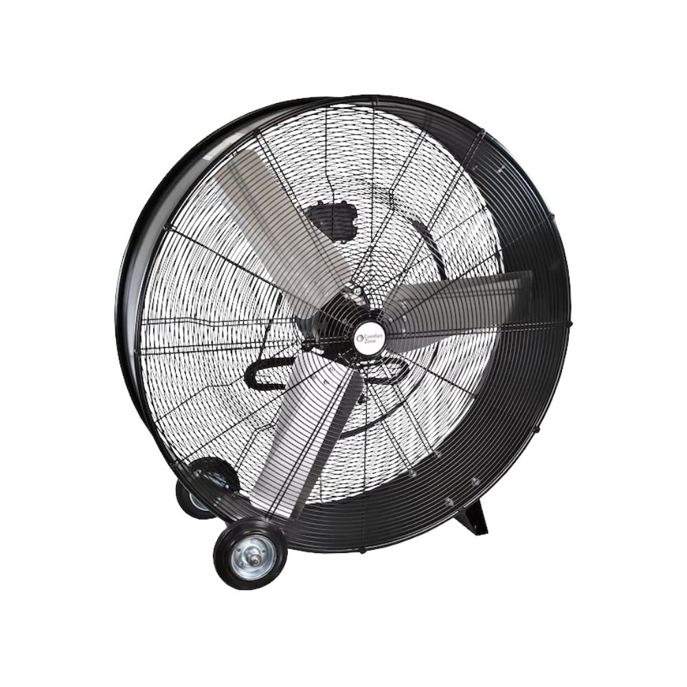Comfort Zone 36" 2-Speed Industrial Drum Fan, Color: Black