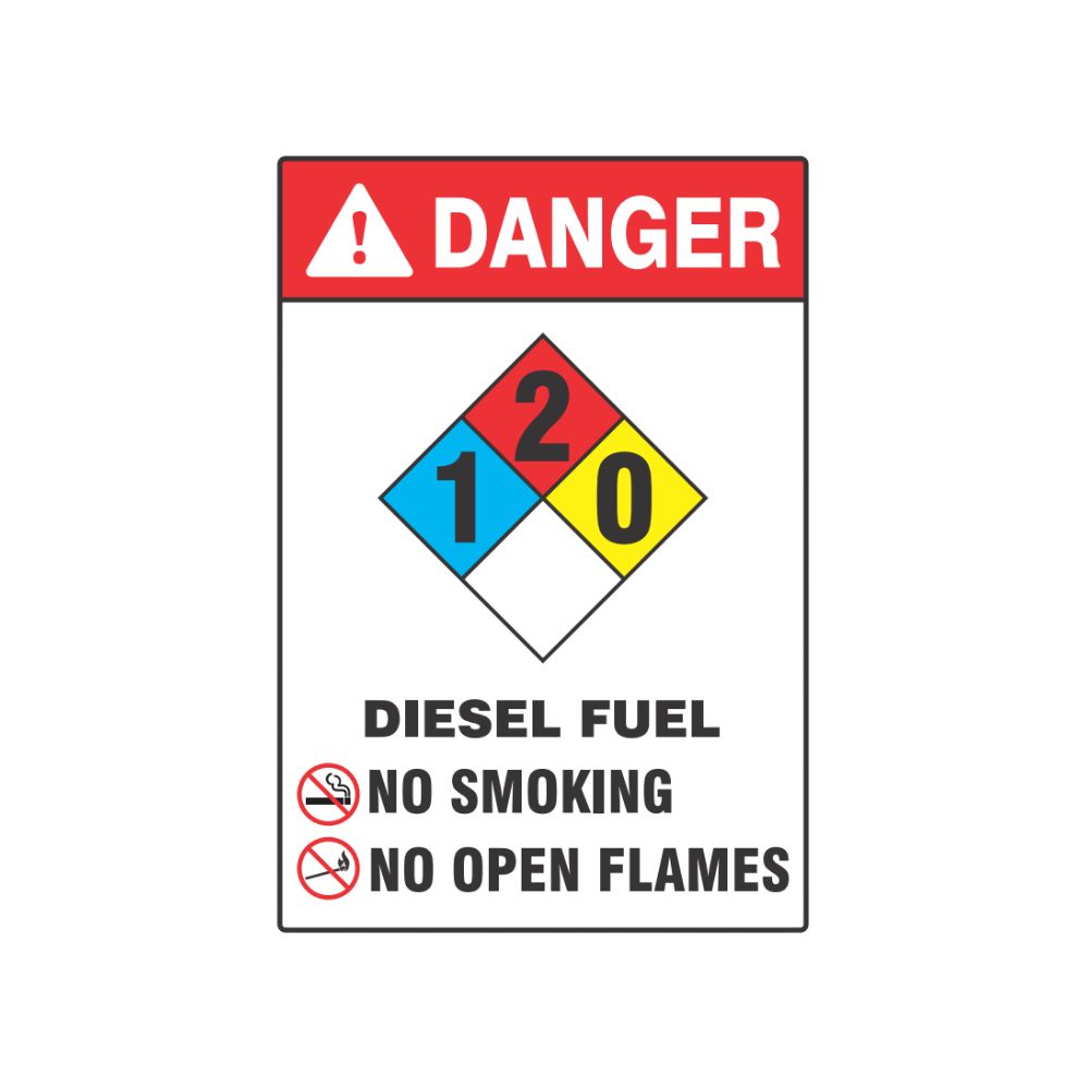 Danger Diesel Fuel w/Hazard Diagram, Color: AV, Size: 7x10