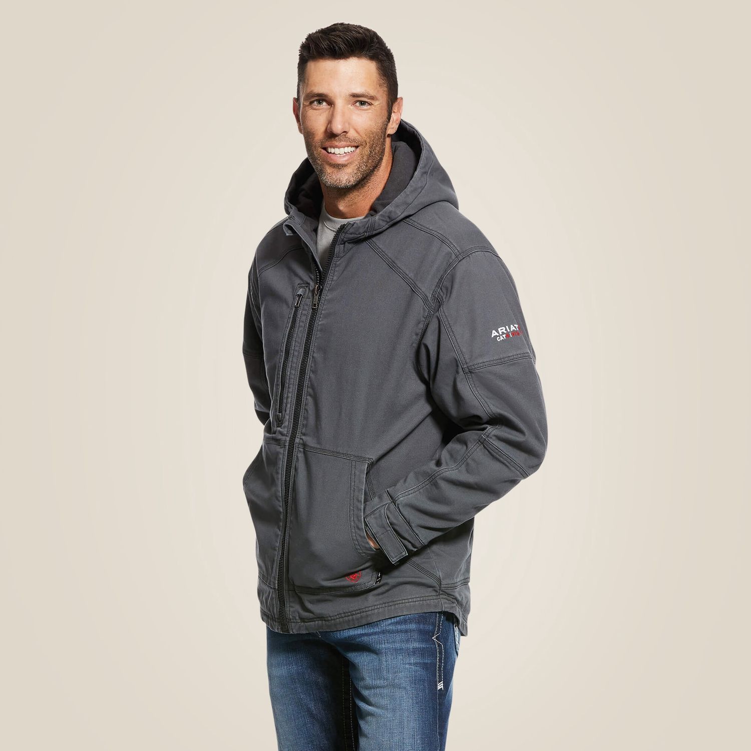 Ariat Men's FR DuraLight Cordura Canvas Jacket, Color: IRON GREY, Size: S