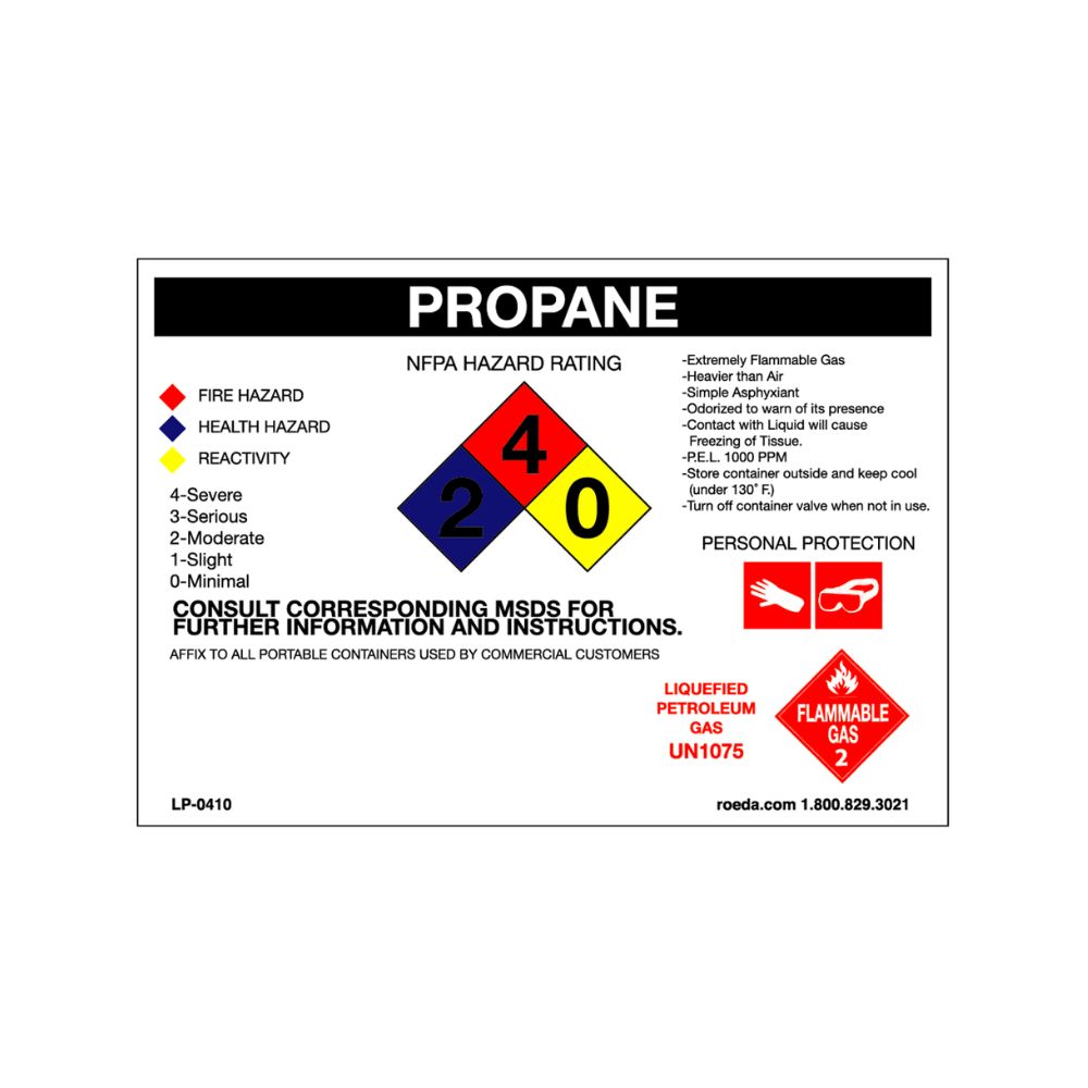 Propane NFPA Hazard Decal, Color: AV, Size: 3.5 X 5