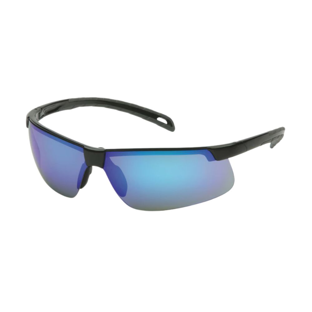 Pyramex Ever-Lite Safety Glasses, Color of Lens/Frame: Ice Blue Mirror/Black, Quantity: Single