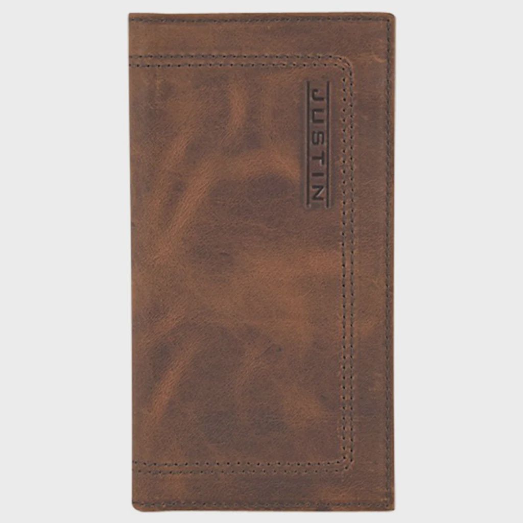 Justin Rodeo Wallet Brown Pull Up Leather W/ Stitched Details DNR, Style: Bill-Fold