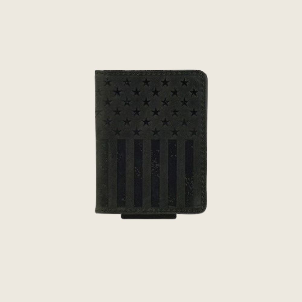 Justin Leather Bifold Card Wallet Graphite Flag, Style: Bi-Fold