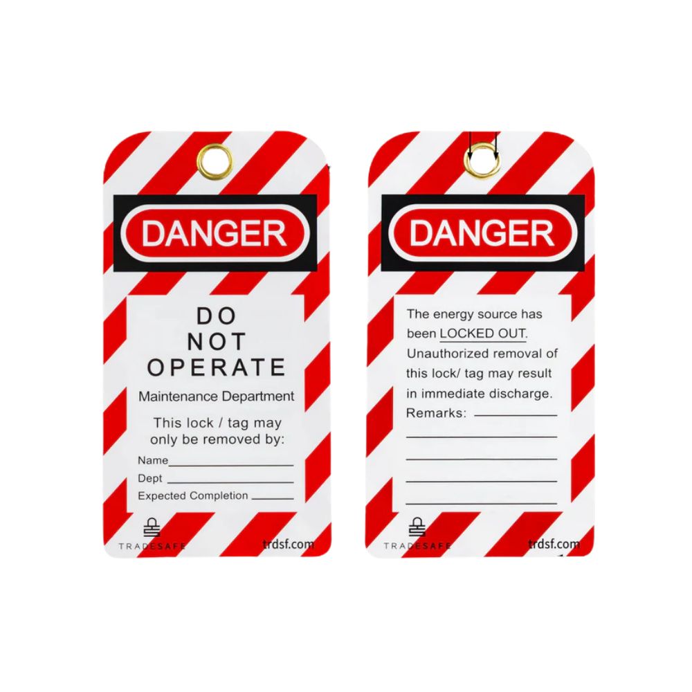 Safby Danger Do not operate 10 pack tags with zip ties, Color: RED, Size: Do not operate