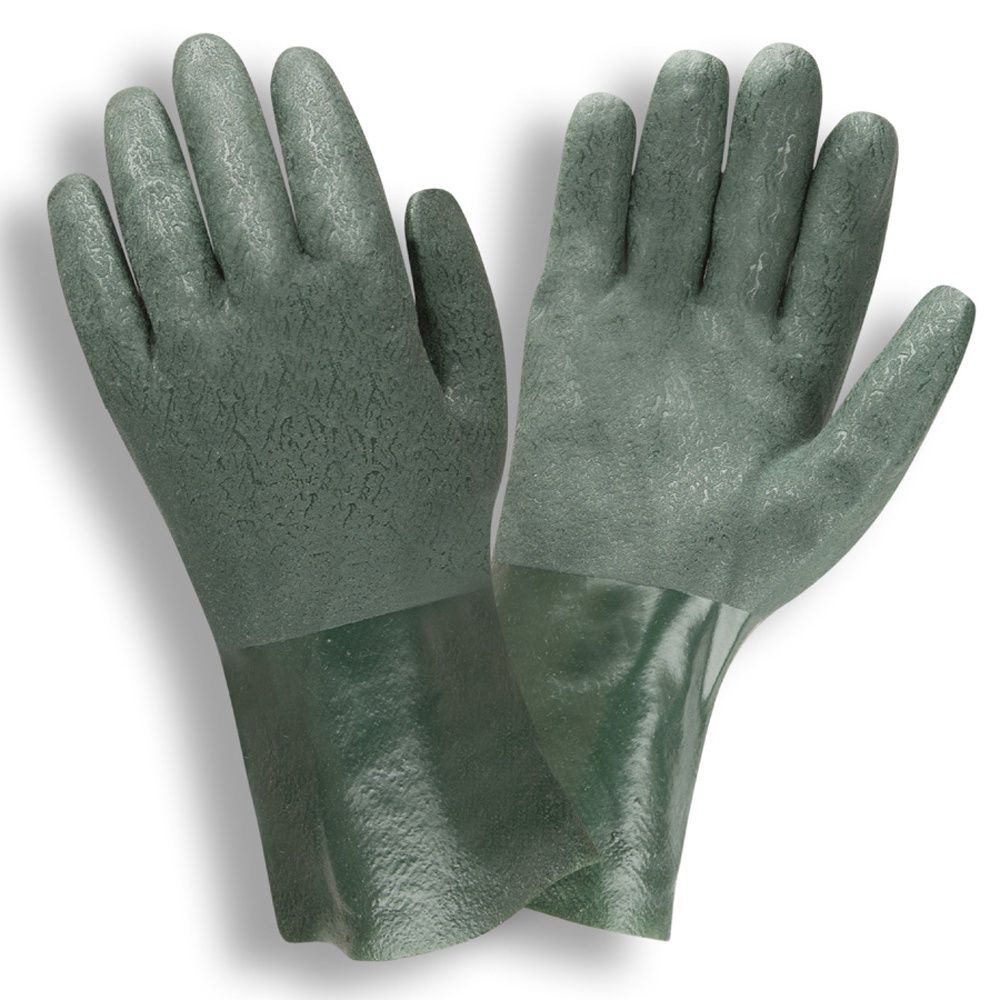 Supported PVC Glove, Color: Green, Quantity: Pair, Size: 10"