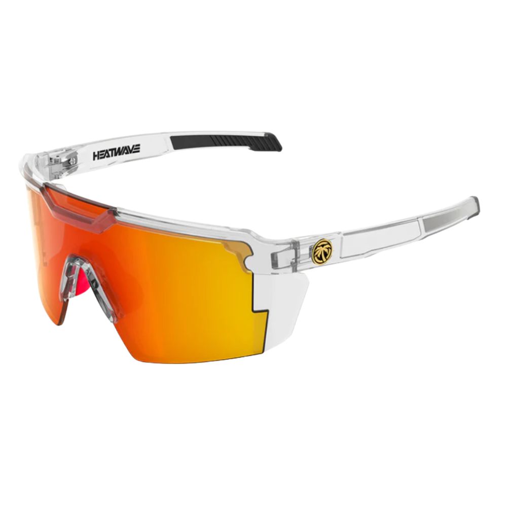 Heat Wave Future Tech Sunglasses: Vapor Clear Frame Sunblast Lens Z87+, Polarized / Non-Polarized: Polarized