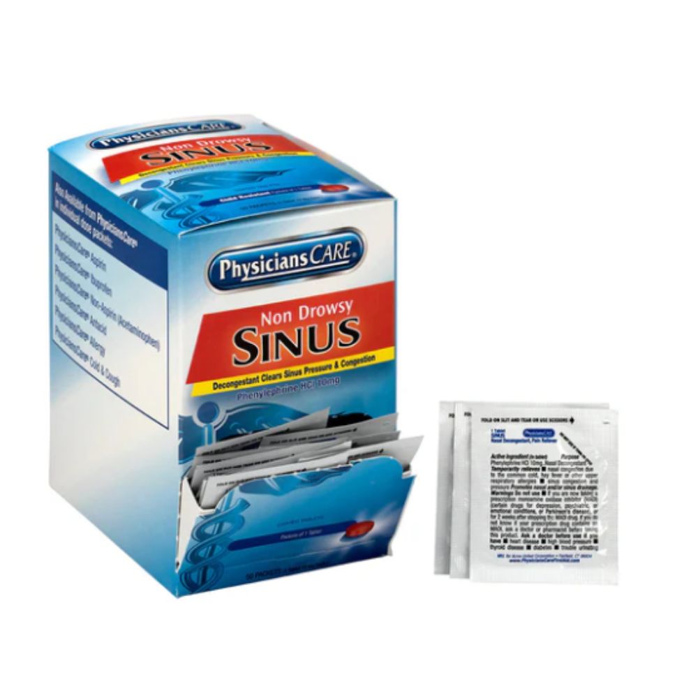 Physicians Care Non-Drowsy Sinus Decongestant Medication, 50 Count, Size: 50 packet of OneTablet