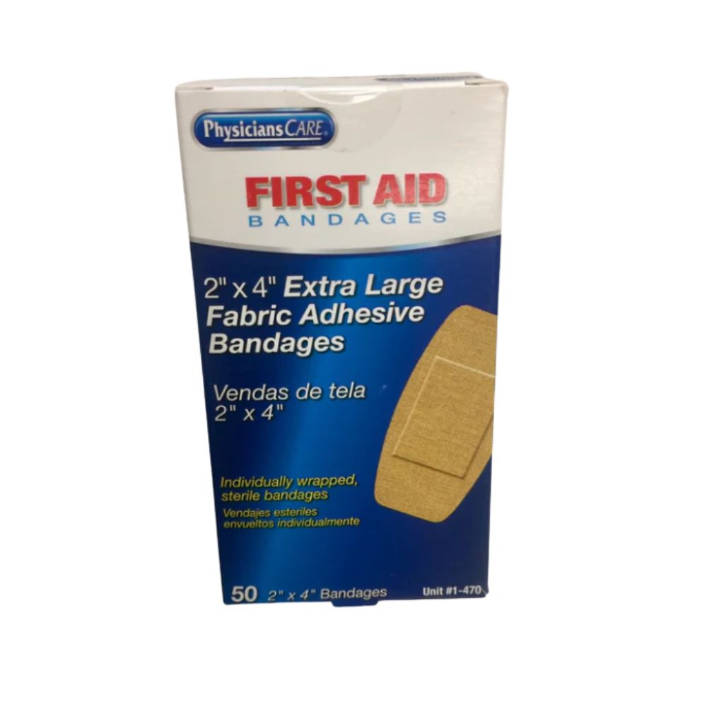 2" x 4" X-Large Fabric Bandages, Size: 50 Per Box