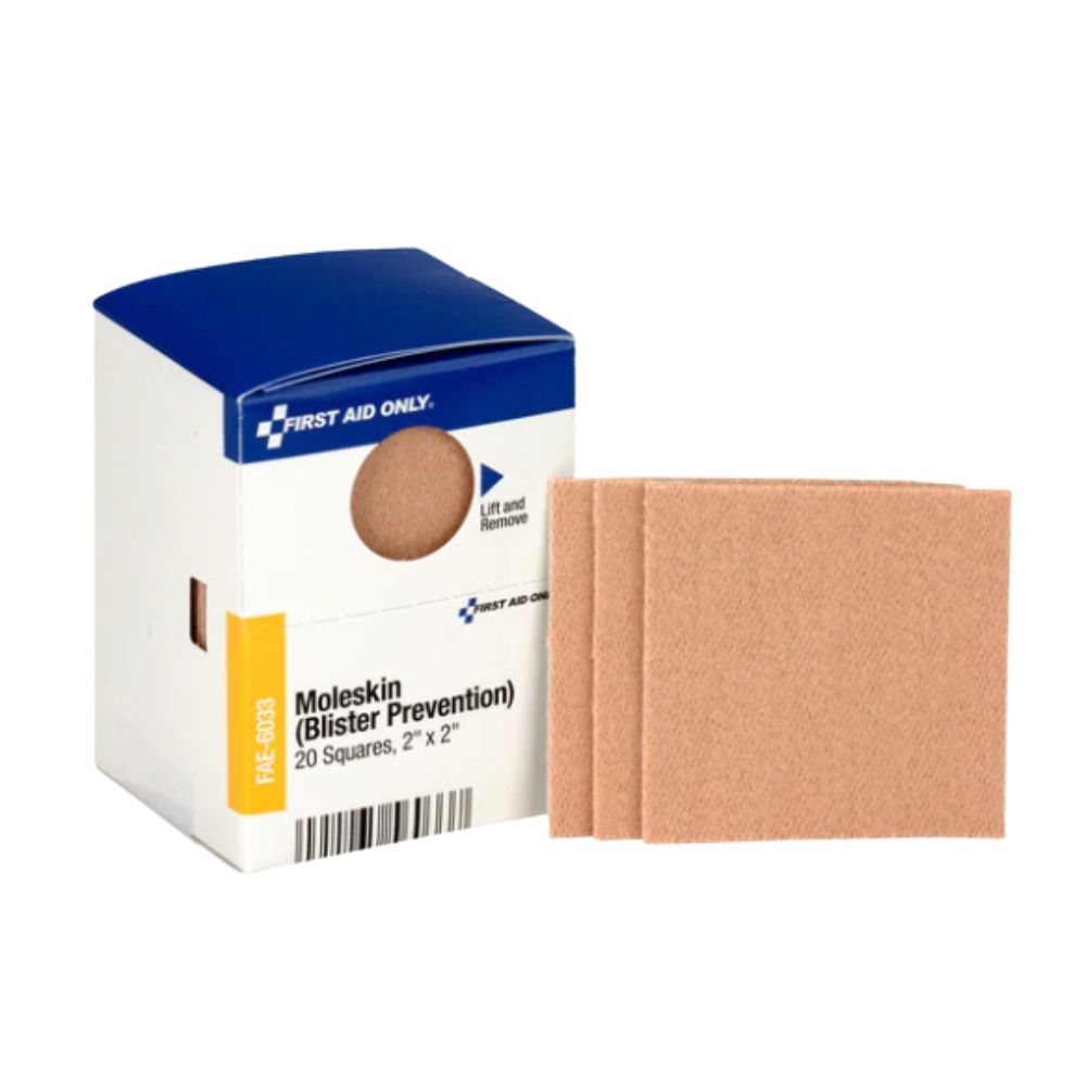 First Aid SmartCompliance Refill 2" x 2" Moleskin Blister Prevention, Size: 20 per box