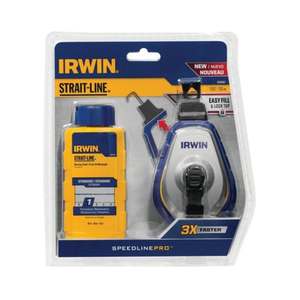 Chalk Reels, Category: Hand Tools, Model: Irwin 100' 3:1 Straight Line Speedline Pro Chalk R
