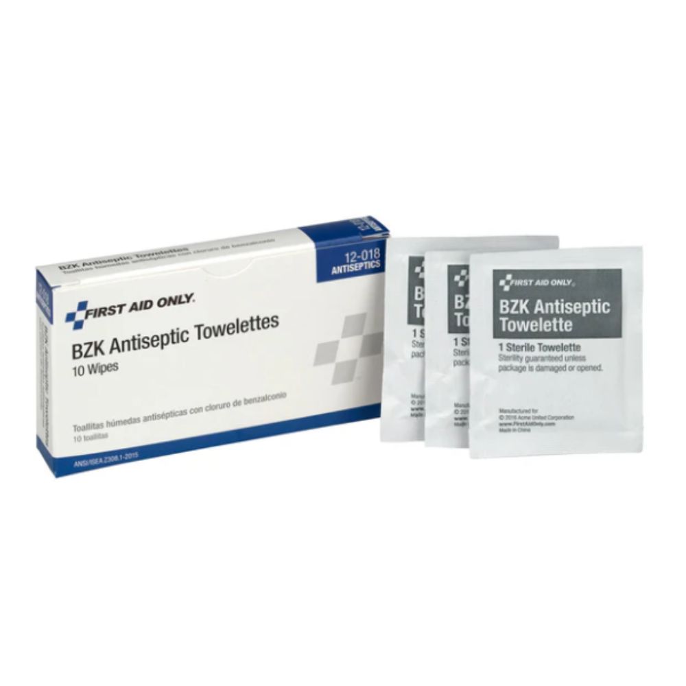 First Aid Only BZK Antiseptic Wipes, Size: 10 pack