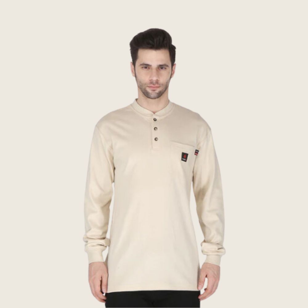 Forge Men's FR Henley Shirt Sand, Color: Sand, Size: S, Style: Henley