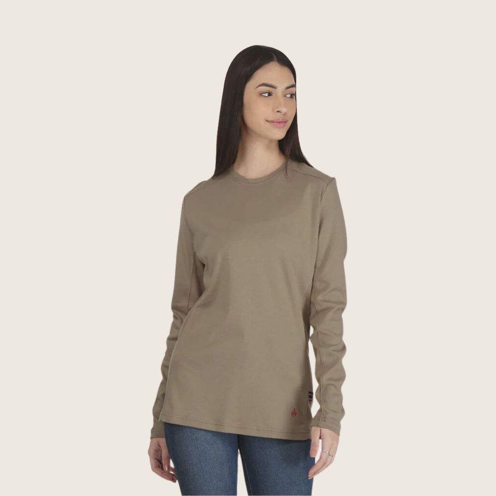 Forge Women's FR Crew Neck Shirt Khaki, Color: Khaki, Size: S