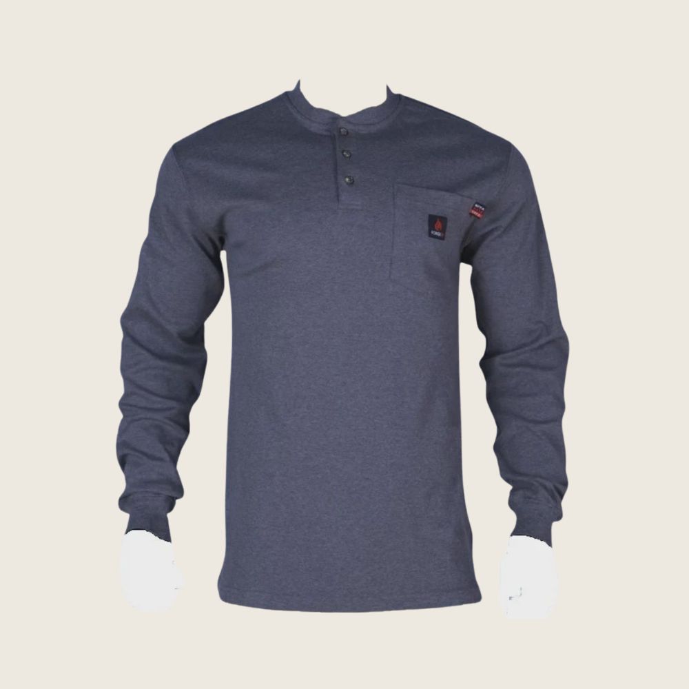 Forge Men's FR Henley Shirt Charcoal Grey, Color: Charcoal Grey, Size: S, Style: Henley