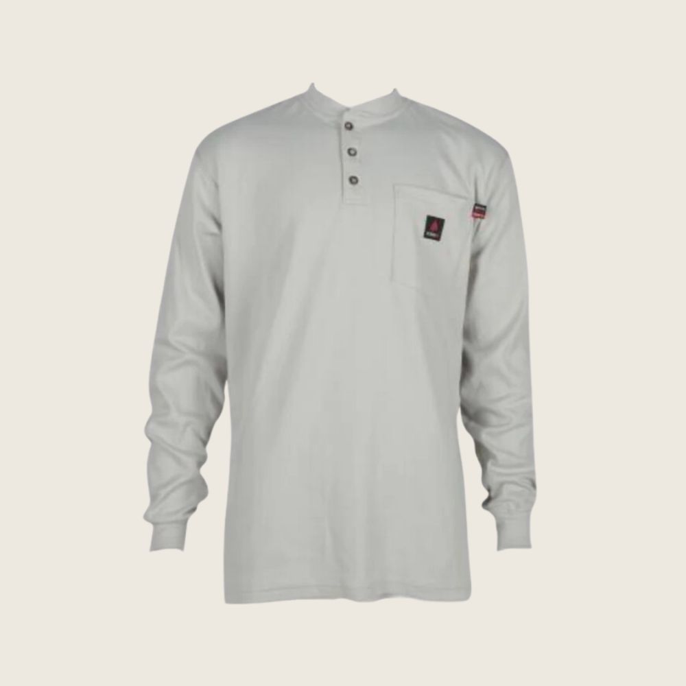 Forge Men's FR Henley Shirt Light Grey, Color: Light Grey, Size: S, Style: Henley