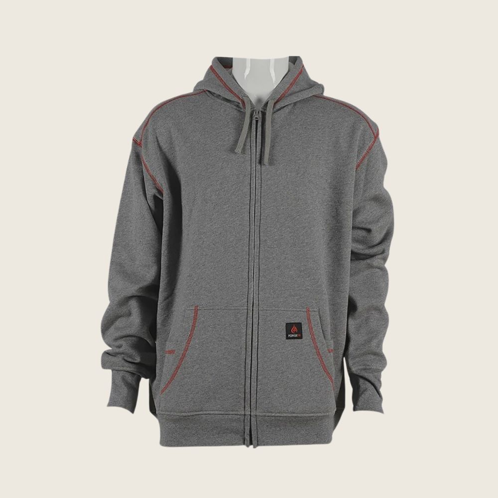 Forge Men's FR Contrast Stich Zip Hoodie Grey, Color: Grey, Size: S