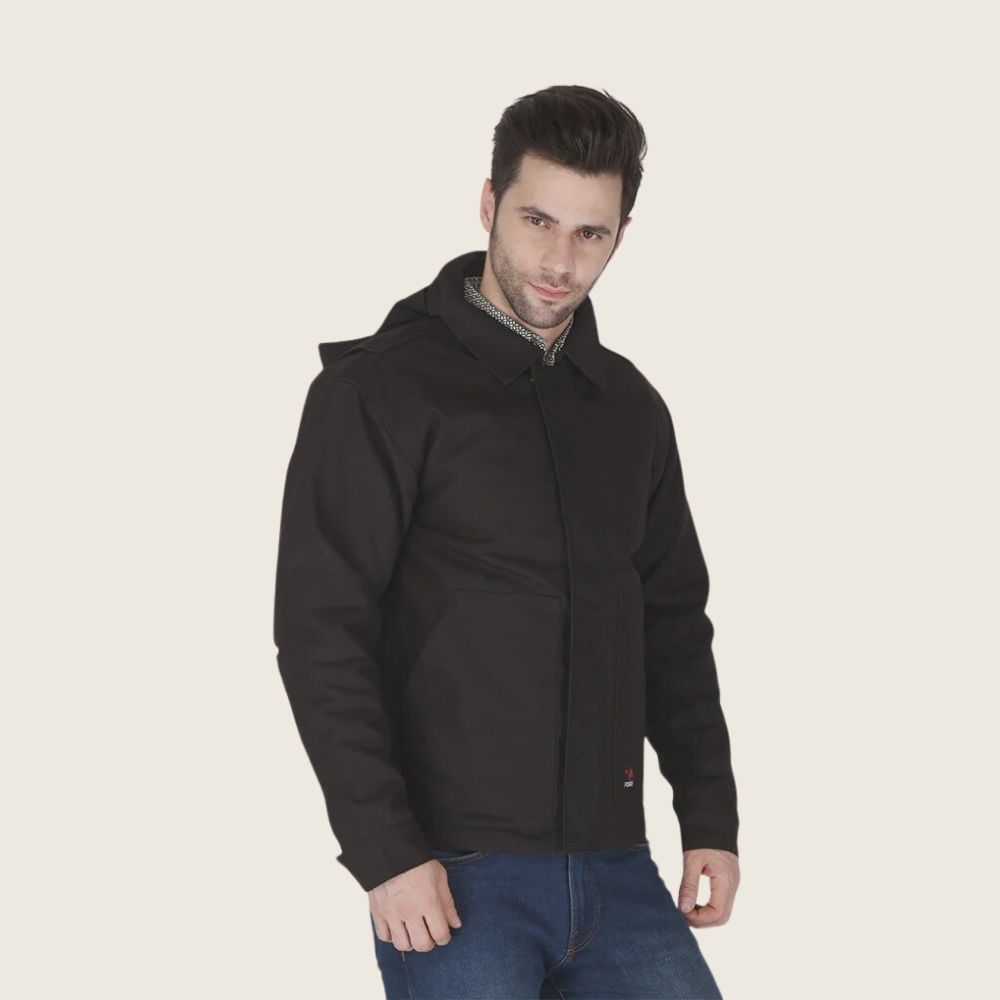 Forge Men's FR Insulated Duck Hooded Jacket Black, Color: Black, Size: XS, Style: Standard