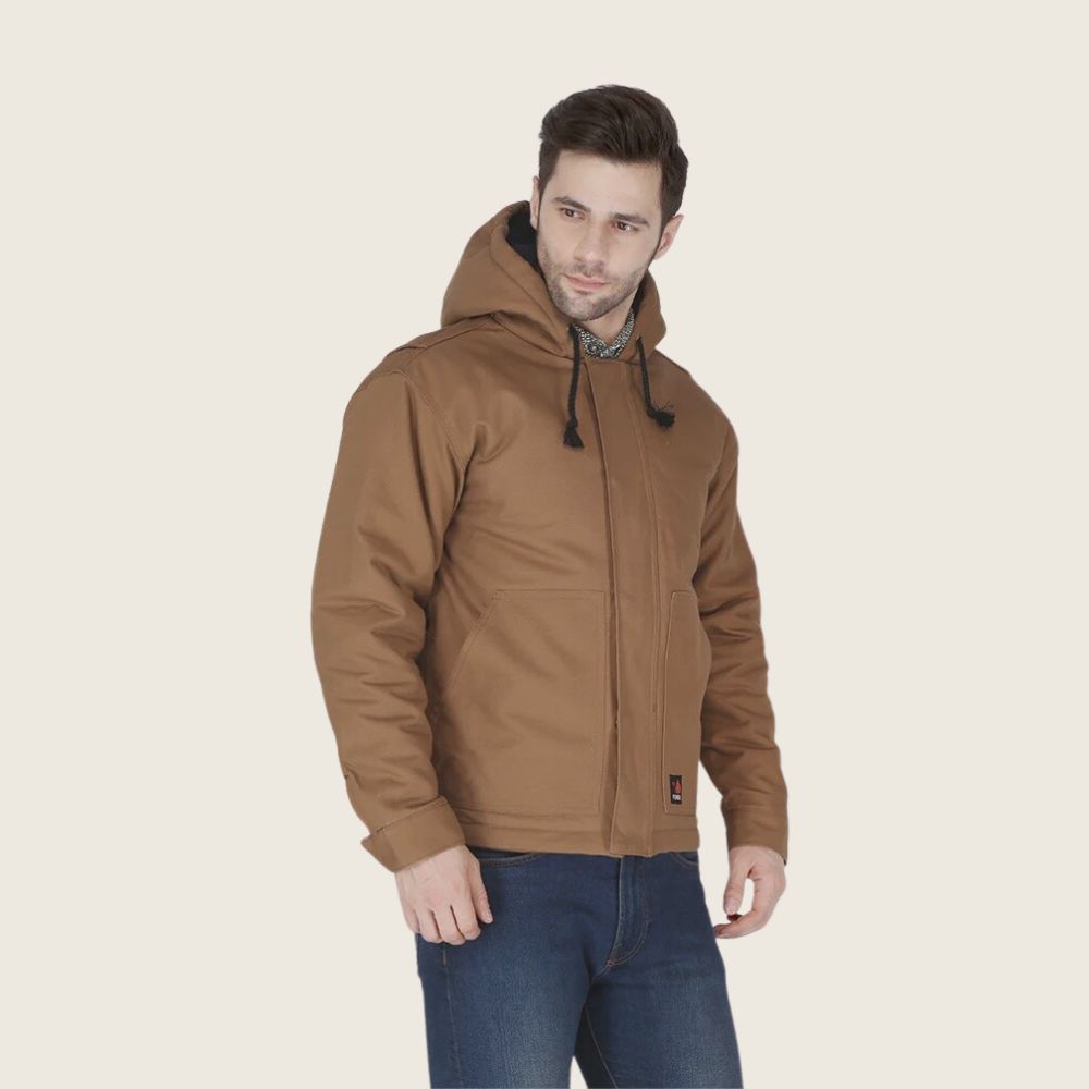 Forge Men's FR Insulated Duck Hooded Jacket Brown