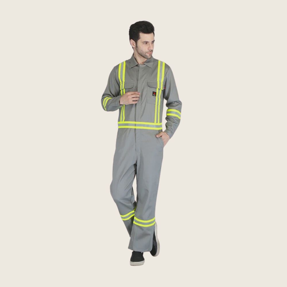 Forge Men's FR Hi-Vis Coverall Grey-DC, Color: Grey, Size: S