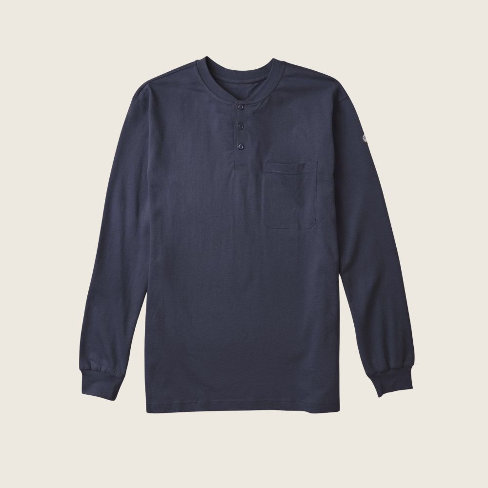 Rasco FR Henley Shirt Navy, Color: Navy, Size: S, Style: Henley