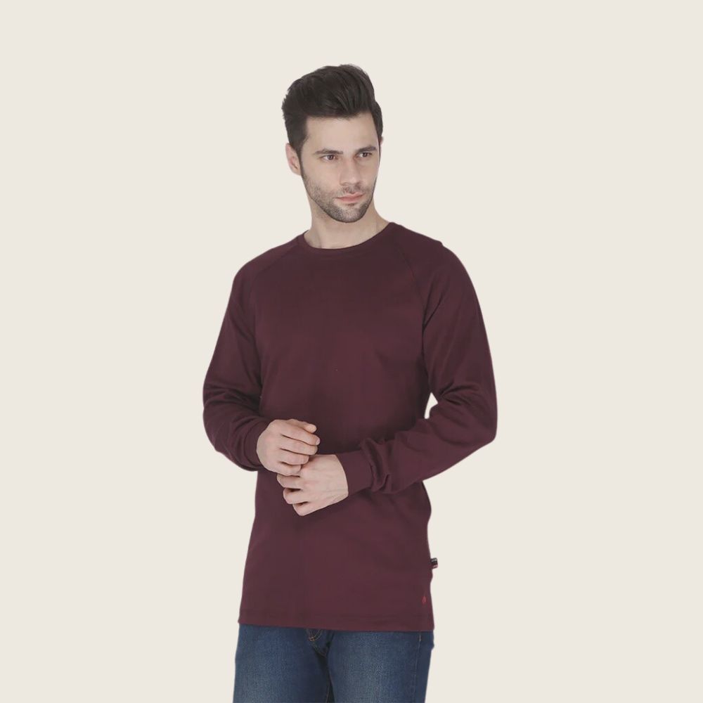 Forge Men's FR Crew Neck Shirt Burgundy, Color: Burgundy, Size: S, Style: Crew