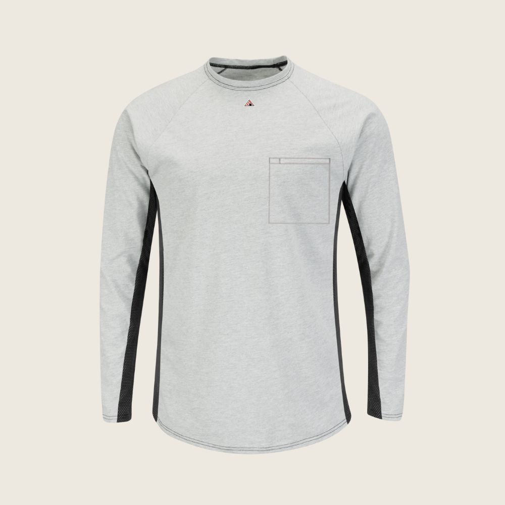 Bulwark FR Base Layer Shirt Gray/Black, Color: Gray/Black, Size: S, Style: Crew