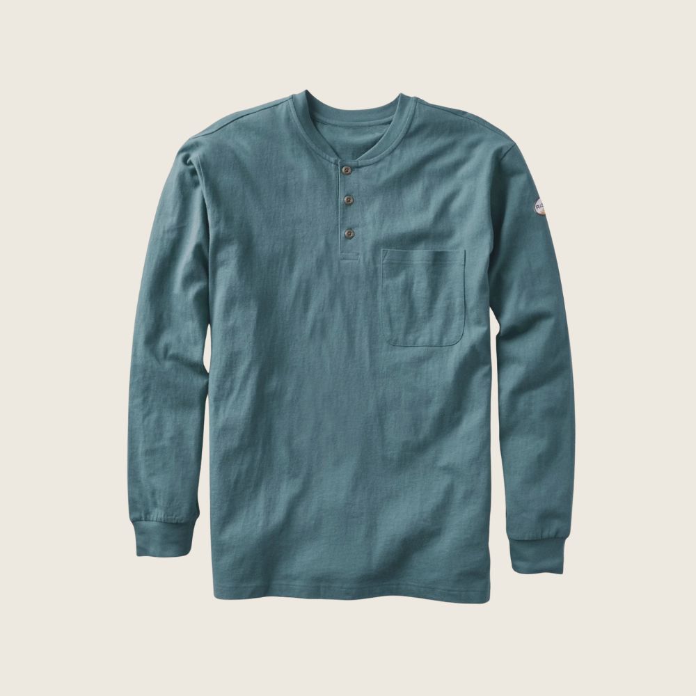 Rasco FR Henley Shirt Green, Color: Green, Size: S, Style: Henley
