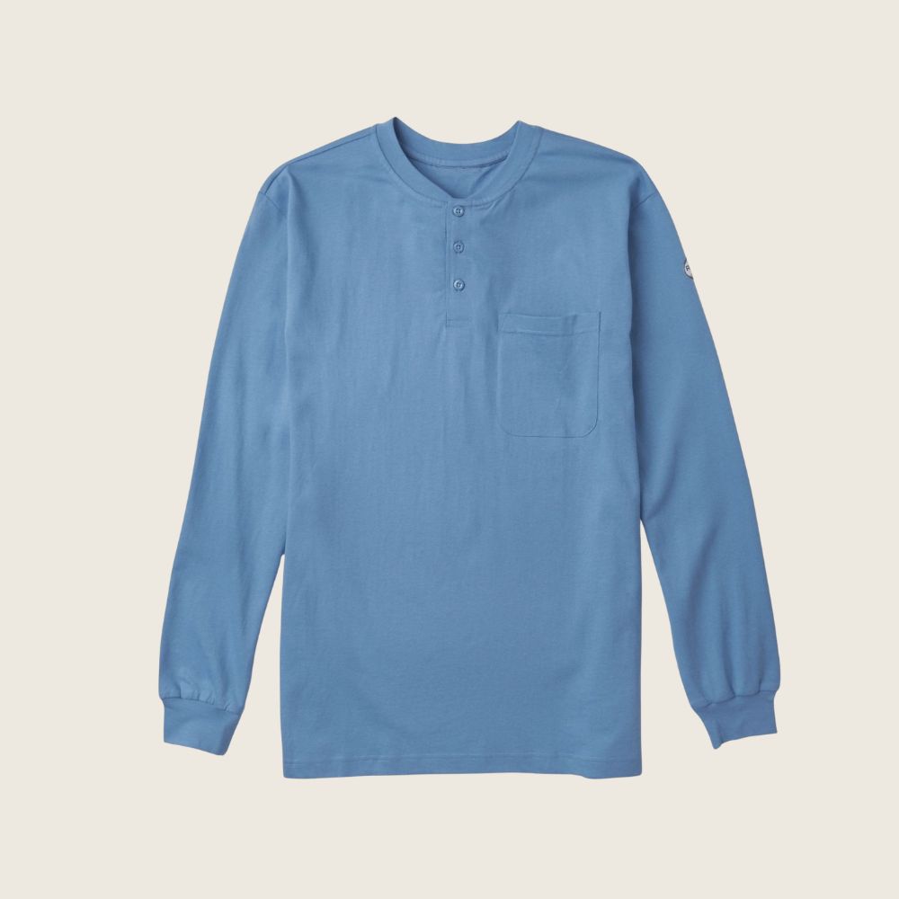 Rasco FR Henley Shirt Light Blue, Color: Light Blue, Size: S, Style: Henley