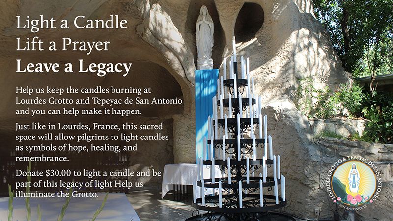 Light a Candle at the Lourdes Grotto Candlestand