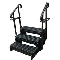 3 TREAD OR 4 TREAD SIGNATURE SPA STEP WITH DUAL HANDRAILS, DRINK HOLDER AND TOWEL BAR - VARIOUS COLOURS-BLACK, GREY, ESPRESSO., PORTABELLO, REDWOOD